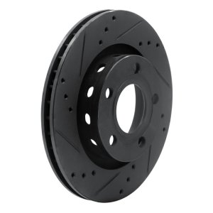 Audi A8 Brake Rotor (1) - Rear Left - R1 Concepts - Drilled & Slotted - Black - `00-`03